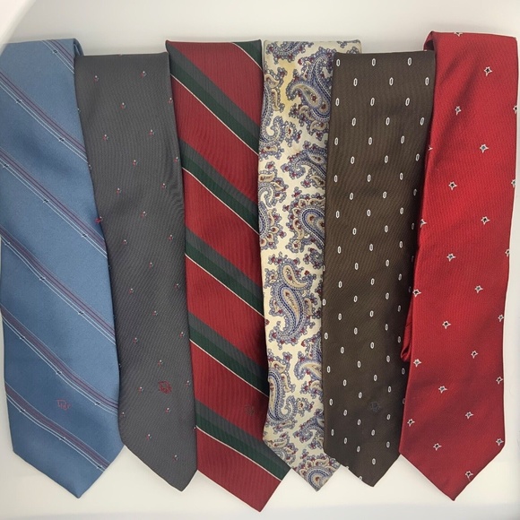 Set of Six Vintage Christian Dior Silk & Polyester Ties - Picture 2 of 16